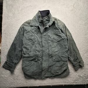 Vintage Aggio Thermolite Quilt Lined Suede Leather Jacket Mens Medium Green Zip